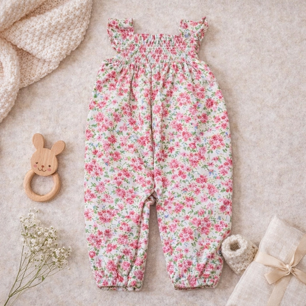 Ralph Lauren Floral Smocked Ruffle Jumpsuit | 18M